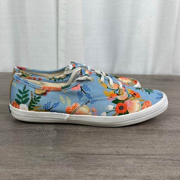 Keds x Rifle Paper Company Blue Lively Floral Sneakers Sz.9 - Picture 8 of 12